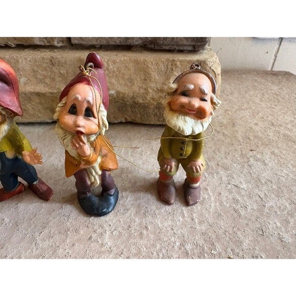 4 Vintage Hard Plastic Elf Gnome Christmas Ornaments - Hong Kong - Picture 2 of 4